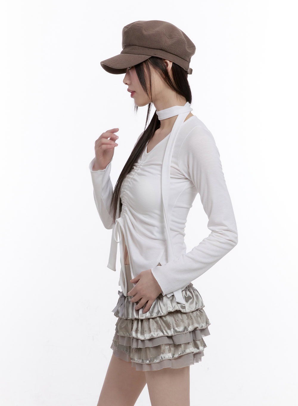 gathered-slim-fit-long-sleeve-top-cf512
