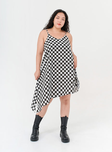 Plus Checked Sleeveless Dress IG09