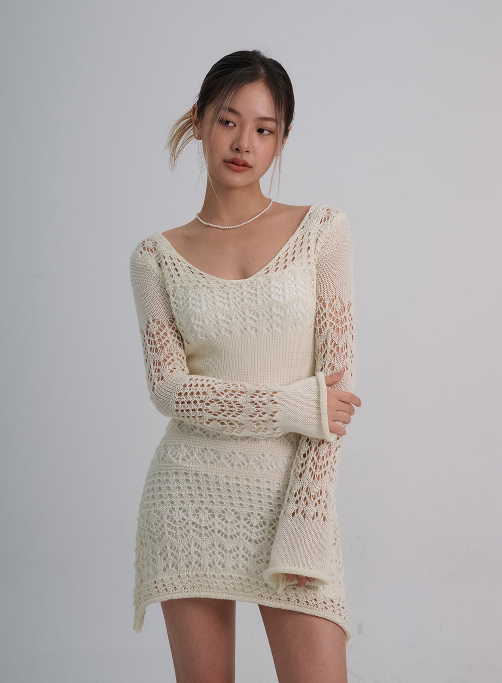 Layered Knit Mini Dress And Thin Straps Mini Dress Set CO19 - Lewkin