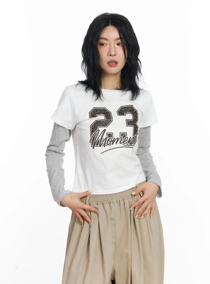23 Graphic Layered Long Sleeve Top CJ523