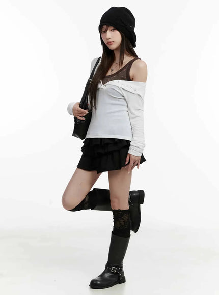 v-neck-button-slim-hooded-top-ij516
