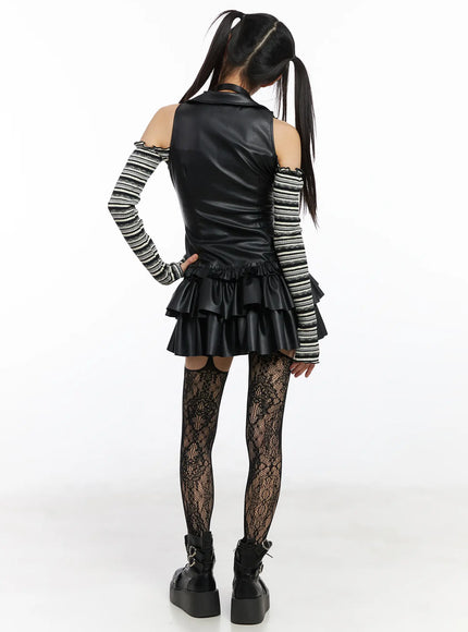 faux-leather-ruffle-mini-skirt-cd522