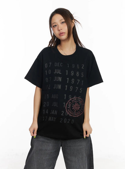 Graphic Date Print T-Shirt CM520
