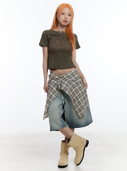 checkered-wrap-midi-skirt-cy530