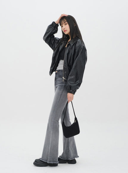 Veste courte en faux cuir J19