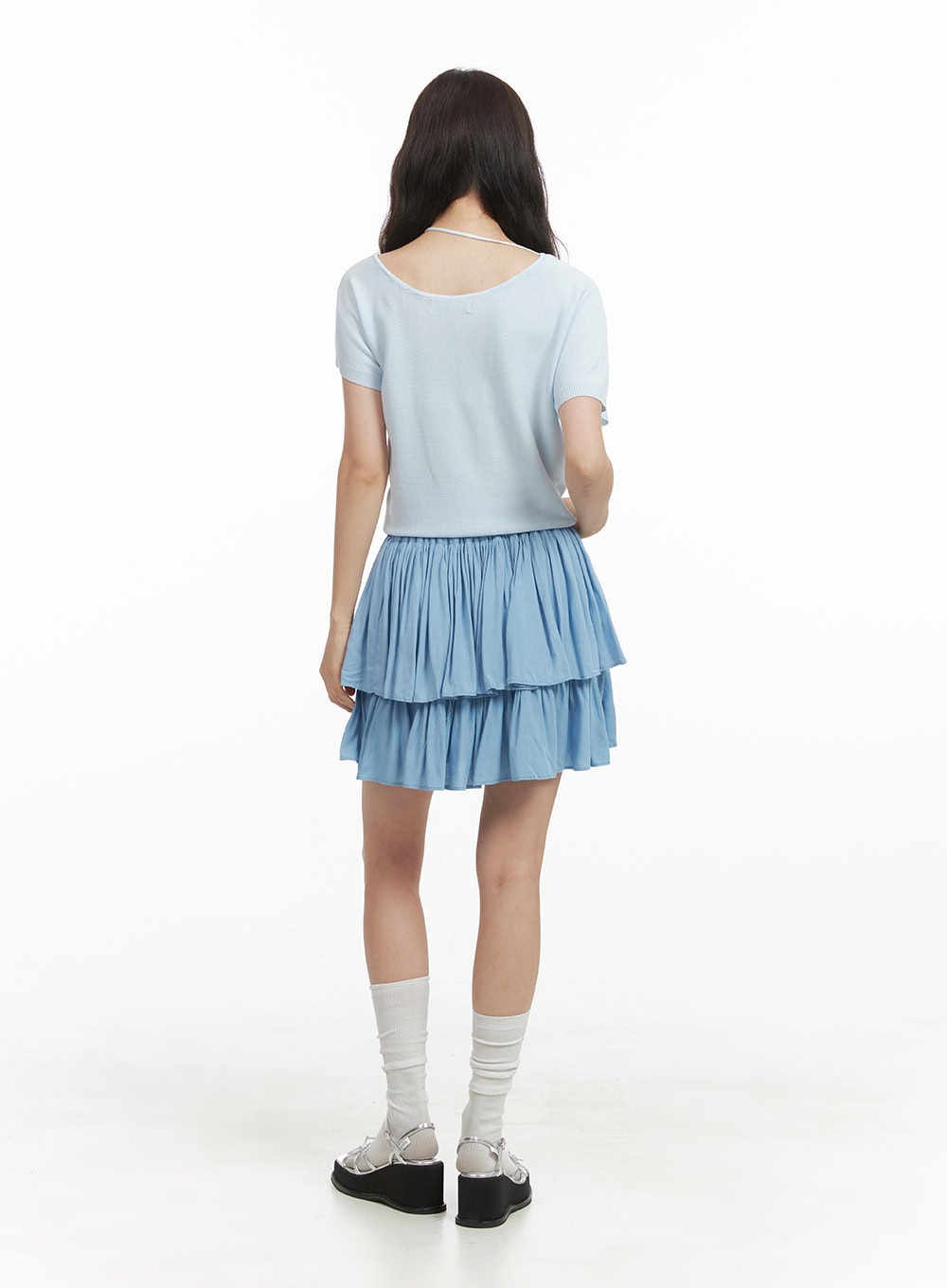 solid-ruched-ruffle-hem-mini-skirt-oy421