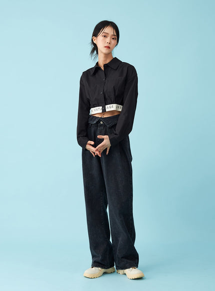 Four Buttoned Open Black Jeans CU8