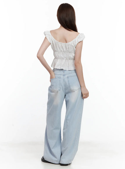 Polka Dot Sleeveless Blouse IU526