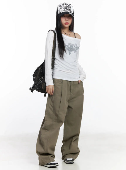 Pintuck Wide-Leg Pants CJ530
