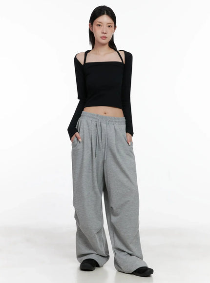 Pintuck Wide Leg Sweatpants IS508