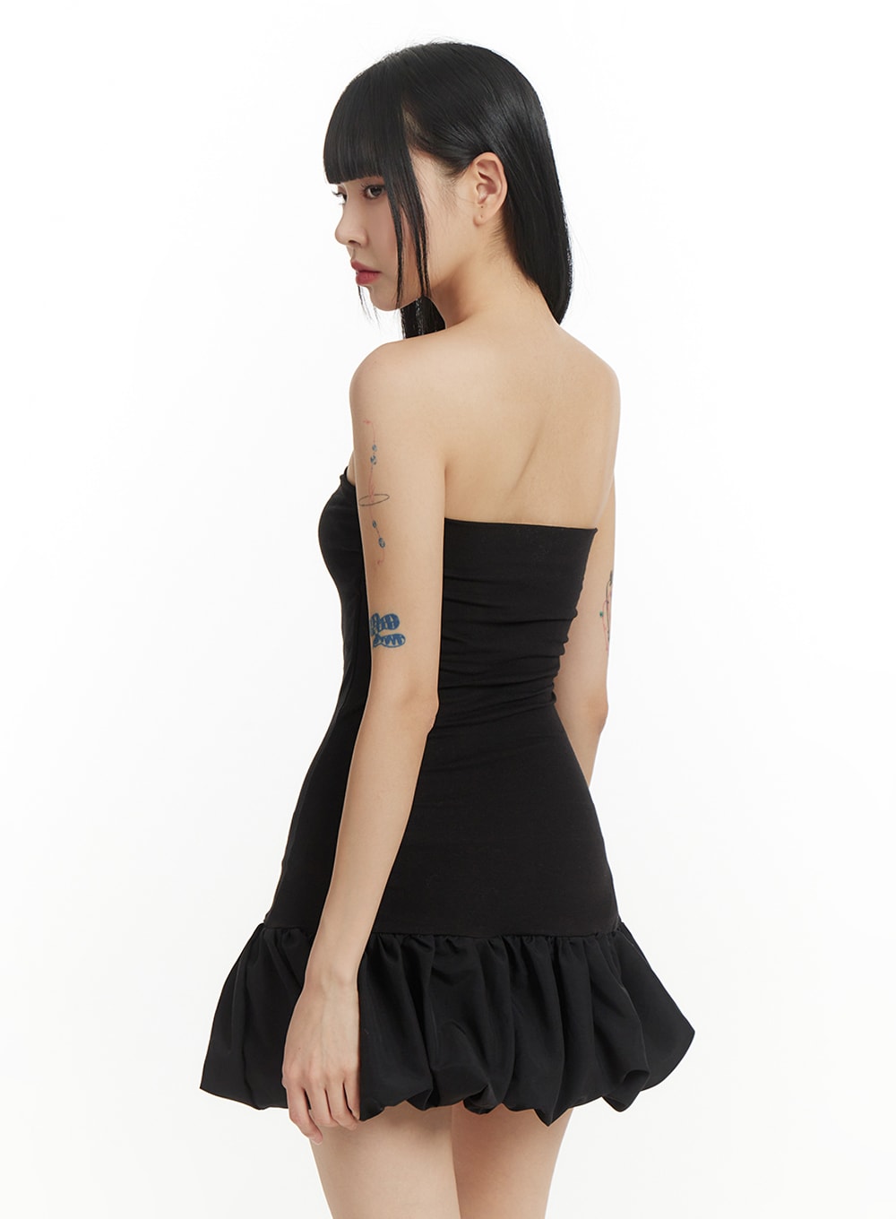 solid-strapless-ruffled-hem-mini-dress-im406