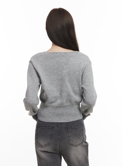 Buttoned V-Neck Cropped Cardigan CA502