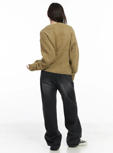 Two-Tone Wool Knit Cardigan CJ506