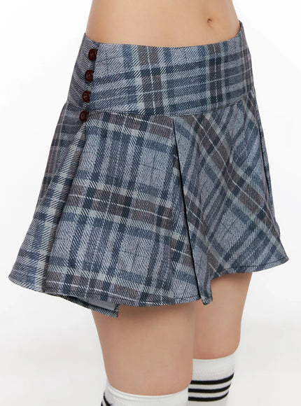 checkered-pleated-mini-skirt-is508