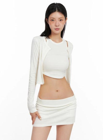 Cropped Cardigan 2-Piece Set IS508