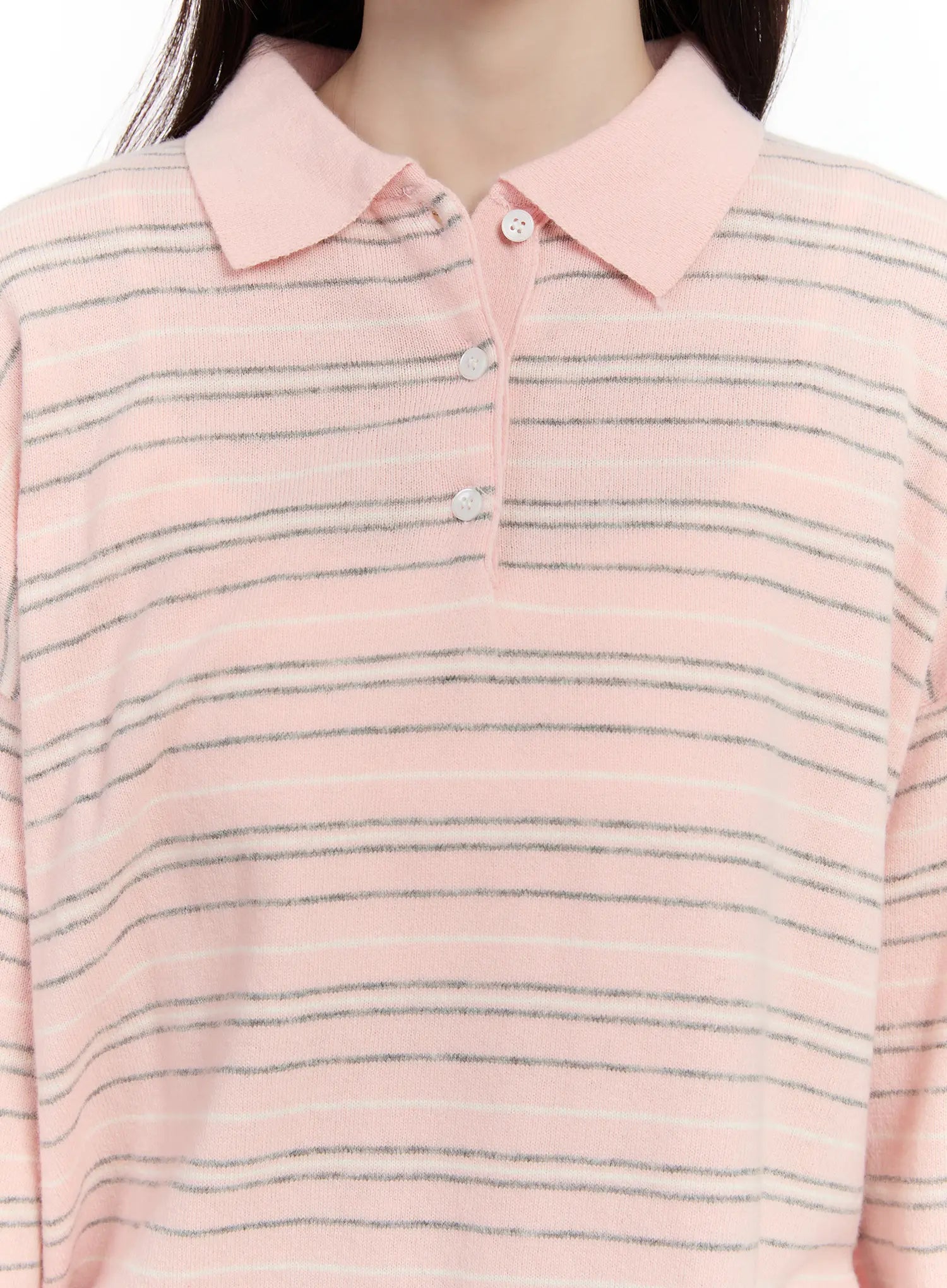 Oversized Striped Collar Knit Top CM510