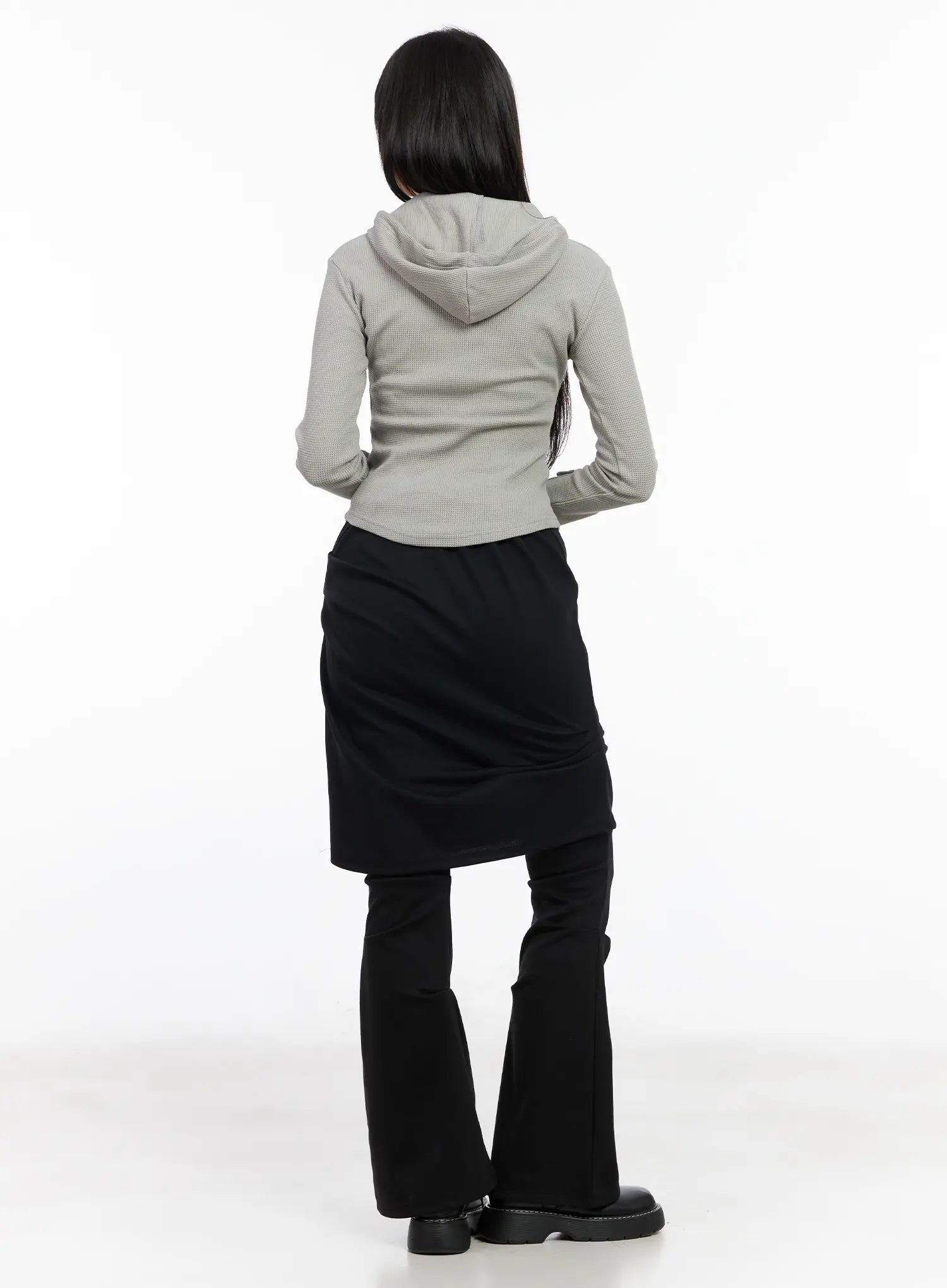 Waffle Knit Cropped Hoodie CM512