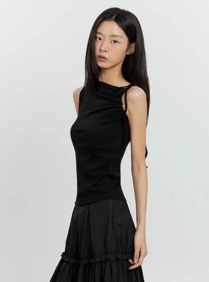Asymmetric High Neck Tank Top IL528