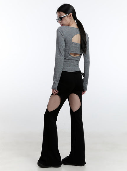 Thigh Cut-Out Flared Leggings CJ521