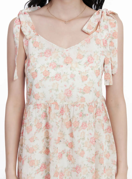 Chiffon Floral Tie Strap Mini Dress CA509