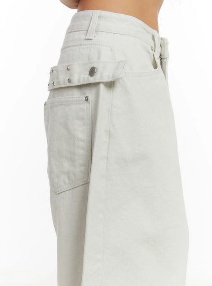 Wide Leg Cotton Pants with Belt Detail CD517