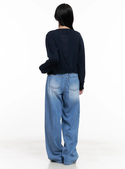 Round-Neck Mesh Knit Cardigan CL516