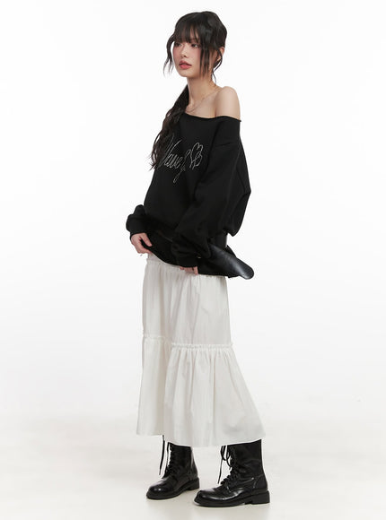 Chic One-Shoulder Studded Sweatshirt CJ523