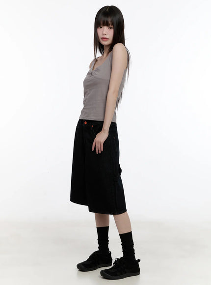 red-text-graphic-embroidered-jorts-cl504