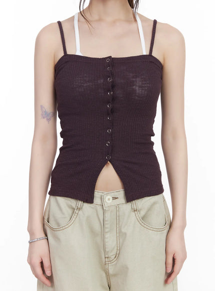 Ribbed Buttoned Tank Top CM526