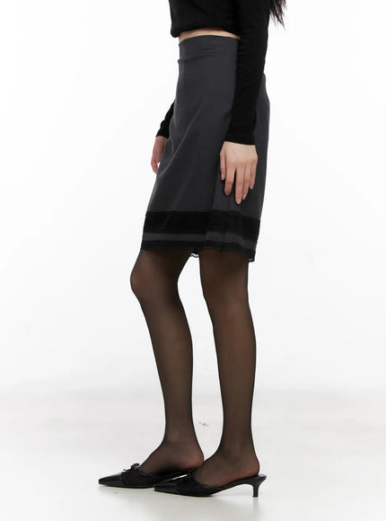 Lace Trim Midi Skirt CG526