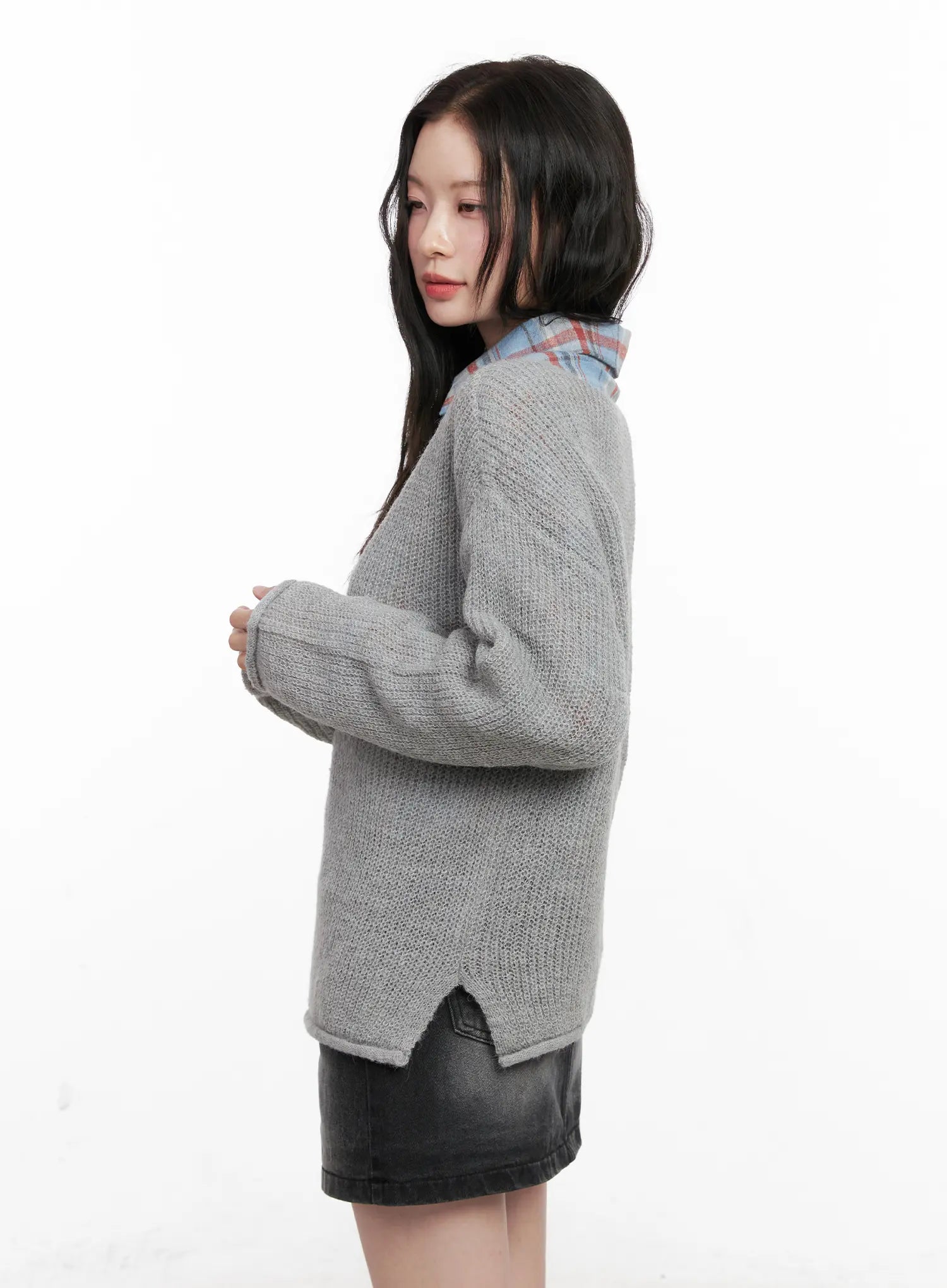 Oversized Boat Neck Knit Sweater CN504