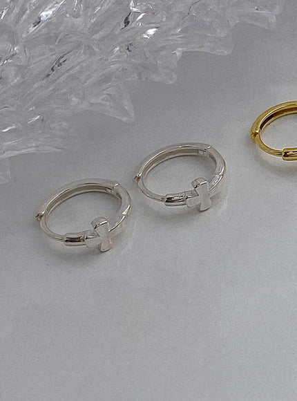 bishop-cross-snap-earrings-iu506 / Silver