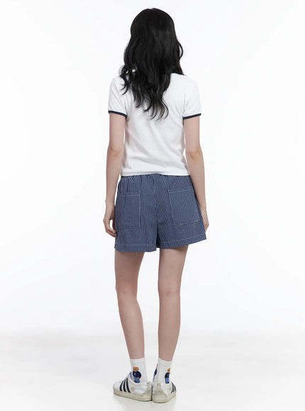 Striped Drawstring Shorts CA509