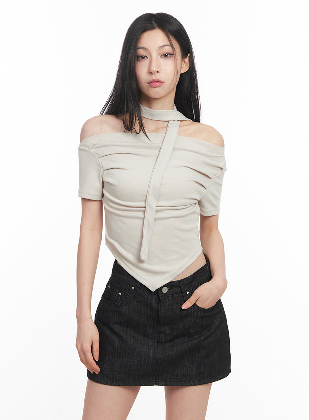 off-shoulder-crop-tee-scarf-set-iy516