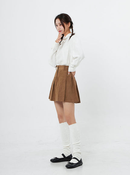 High Waist Pleated Mini Skirt BO12