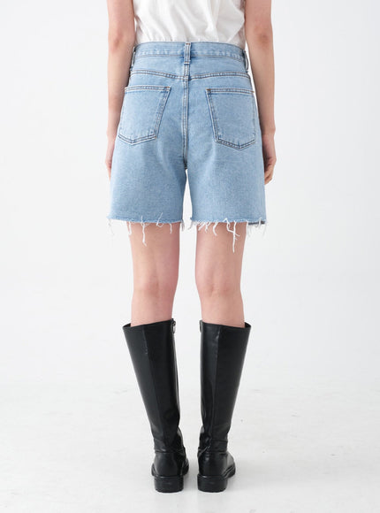 Raw Hem Long Denim Shorts CA29