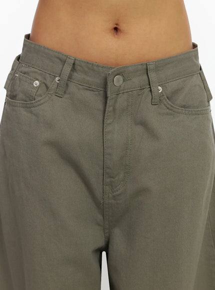 Back Corset Belt Wide-Leg Cotton Pants IA527