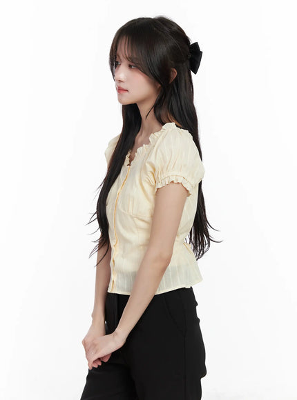 puff-sleeve-buttoned-blouse-with-back-tie-cm531