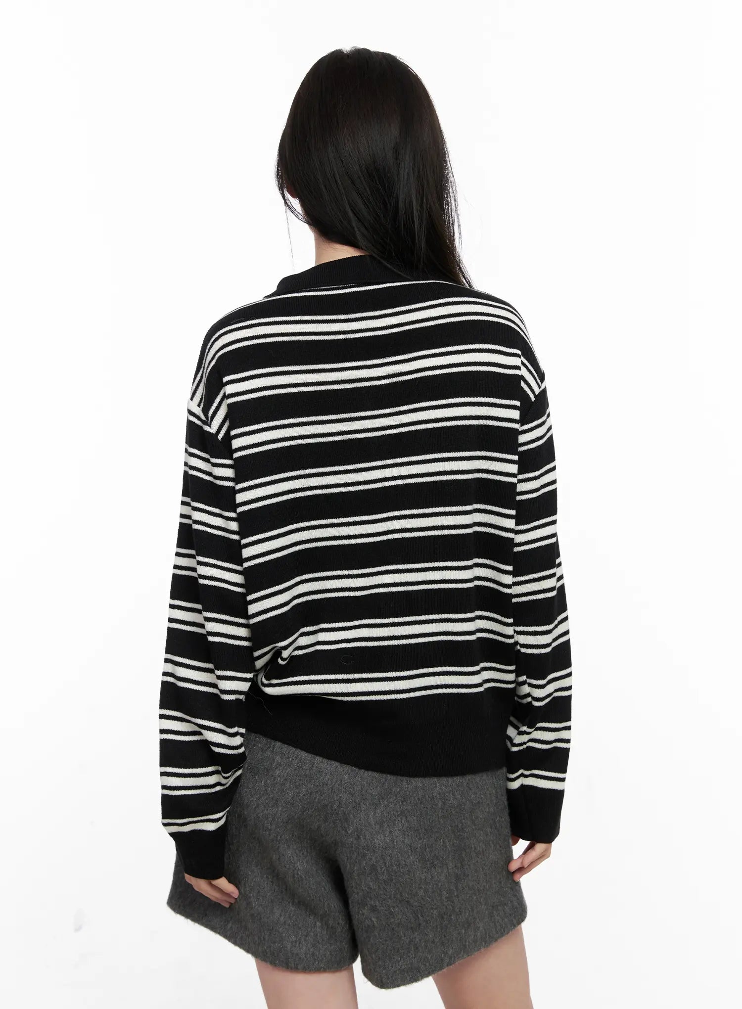 Striped Henley Neck Knit CN504