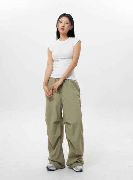 Nylon Wide Track Pants IY311