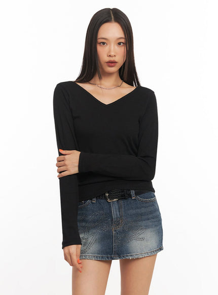 V-Neck Long Sleeve Top IA507