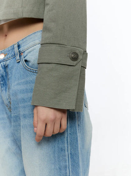 Military Style Cropped Jacket CA508