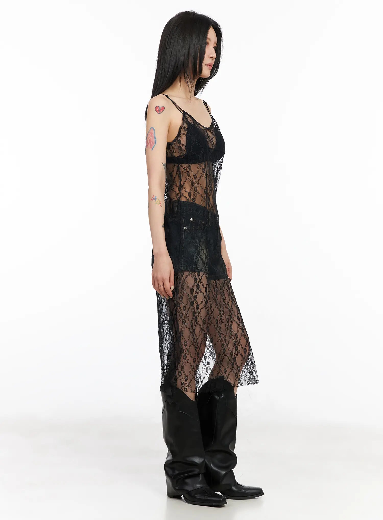 lace-sheer-overlay-dress-cm517