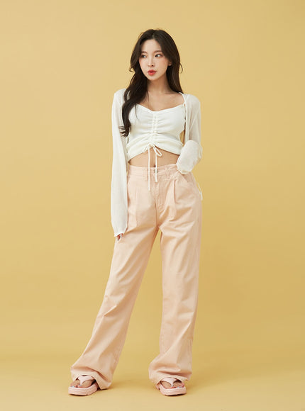SIngle Pin-tuck Wide Cotton Pants BU13