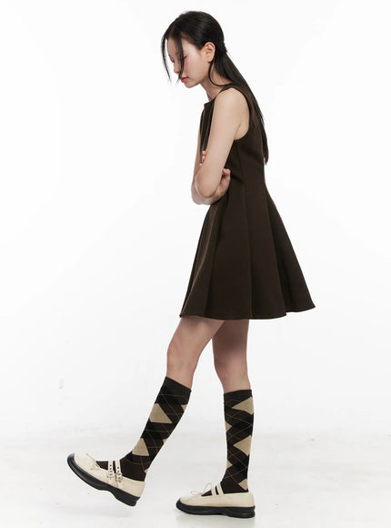 Classic Pleated Flare Mini Dress CN504