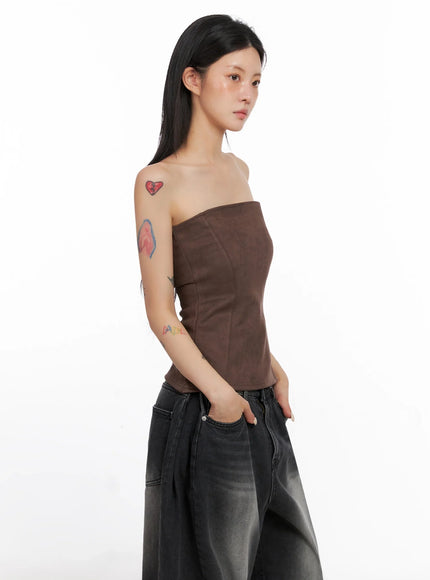 Faux Suede Tube Top IS508