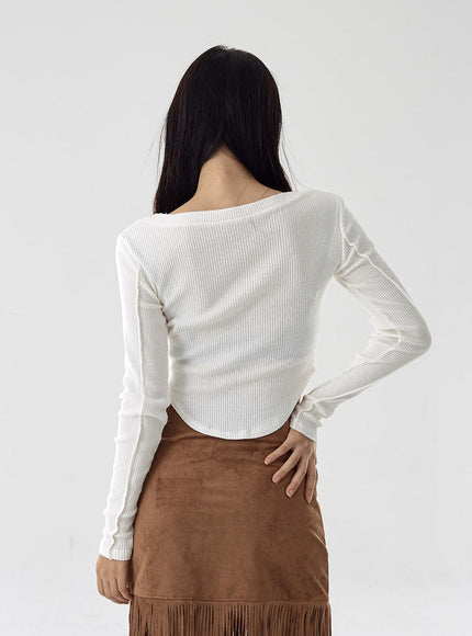 Square Neck Crop Long Sleeve Shirt CG16