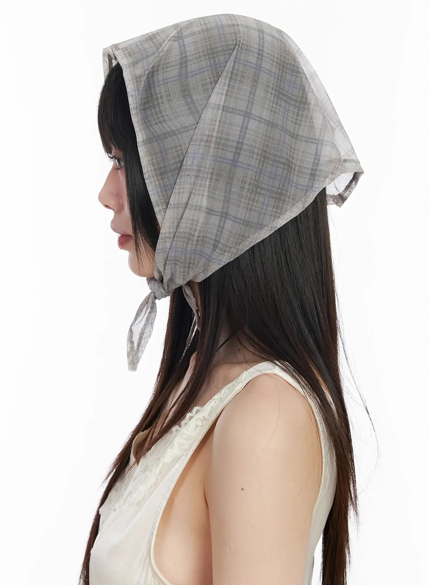 Plaid Sheer Headscarf IM523