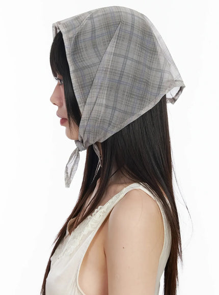 Plaid Sheer Headscarf IM523