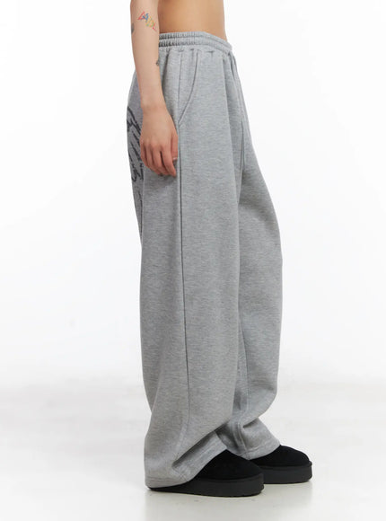 Graphic Print Fleece Sweatpants CD505